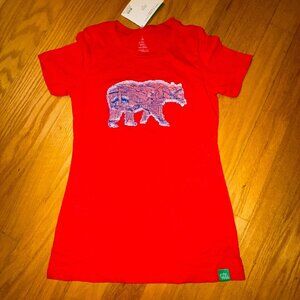 Wild Tribute Women's Small Red California Grizzly Bear Sun Graphic T-Shirt NWT